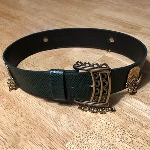 Vintage Leather Danier Reptile Grain Belt with gold-tone embellishment